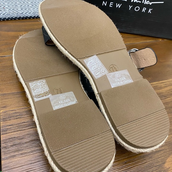 Nicole Miller Black Kaleen Sandals size 7.5 M Buckle Two strap jute rope nwt - Picture 5 of 6